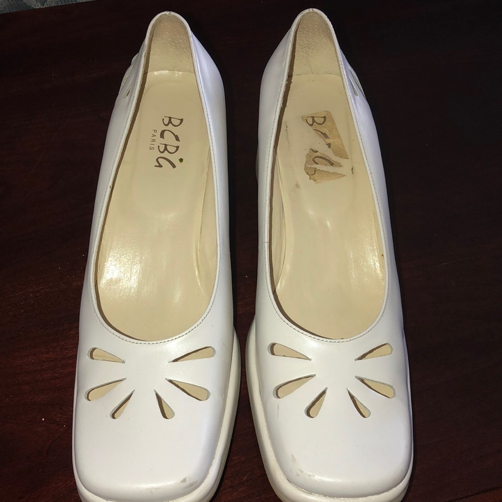 Vintage White Leather Wedges